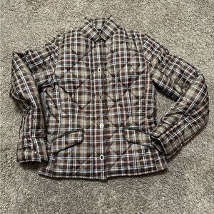 ARIAT Riding Jacket Women's X Small Brown Plaid Quilted‎ Camden Zip Snap closure